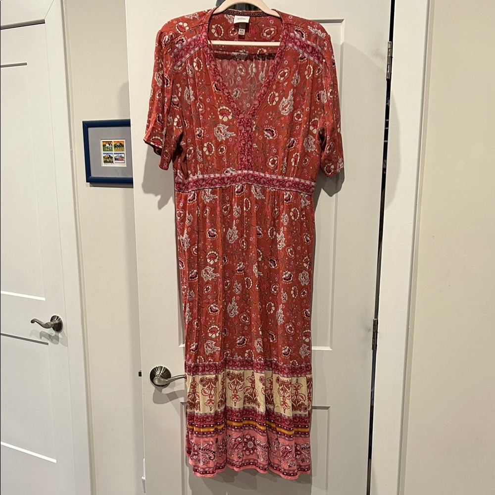 Knox Rose Red and Cream Floral Midi Dress